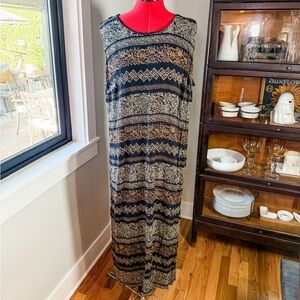 Maggie McNaughton Earthy Tribal Pattern Boho Sleeveless Maxi Dress Plus Size 2X